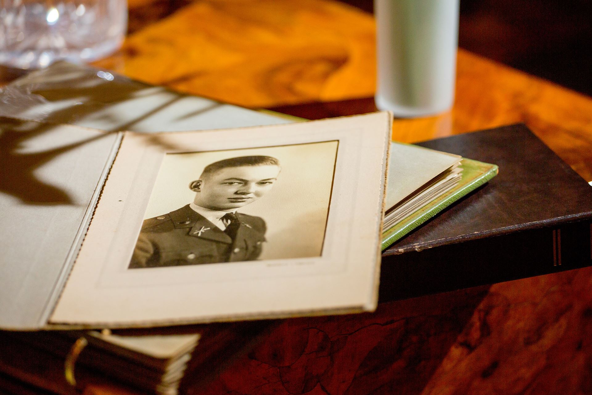 photo of a veteran on a table 