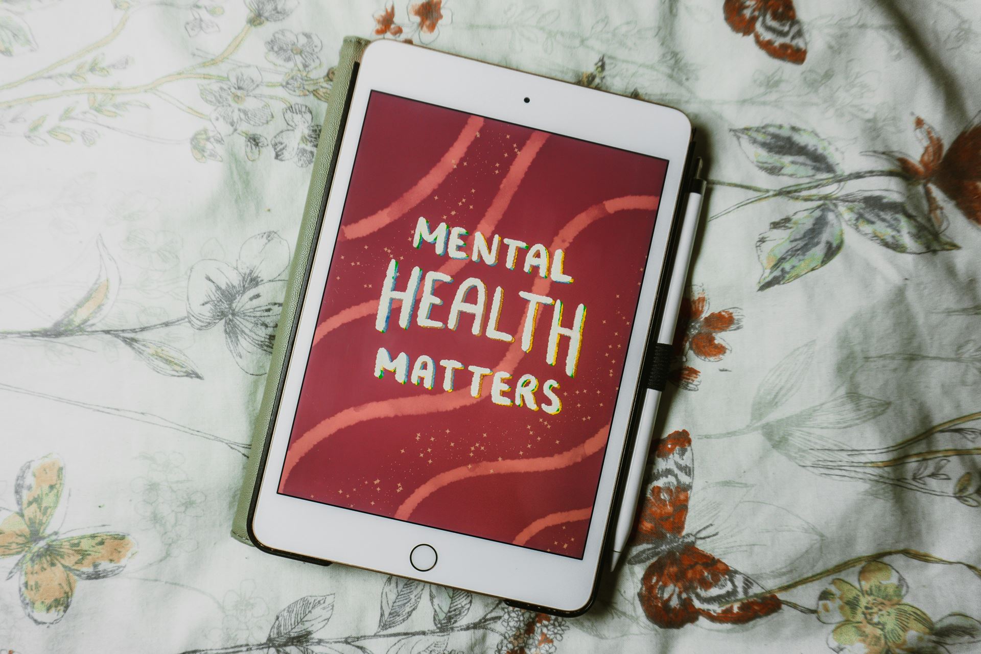 tablet with mental health matters on it 